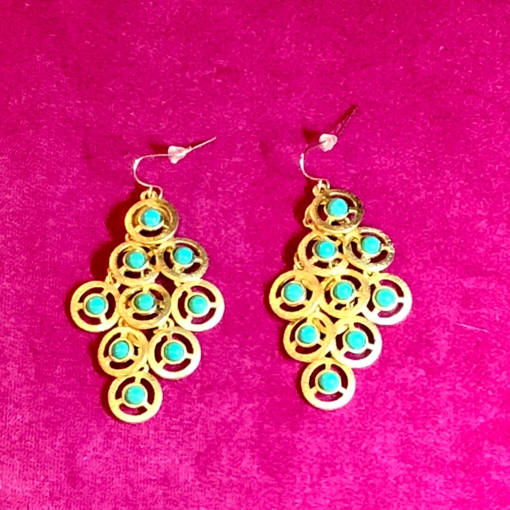 Gold and turquoise/green stone earrings